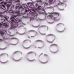 Filo di alluminio anelli aperti di salto, medio orchidea, 20 gauge, 6x0.8mm, diametro interno: 5mm, circa 43000pcs/1000g