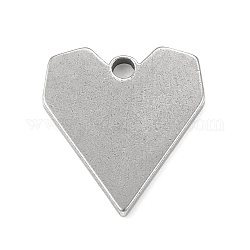 304 Stainless Steel Pendants, Heart Charm, Stainless Steel Color, 17x15.5x1.5mm, Hole: 2mm