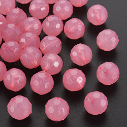 Perles en acrylique de gelée d'imitation, facette, ronde, Saumon, 12x11.5mm, Trou: 1.8mm, environ 560 pcs/500 g