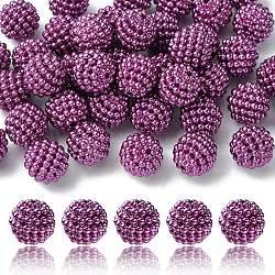 Perles acryliques de perles d'imitation, perles baies, perles combinés, ronde, violet, 12mm, Trou: 1.5mm