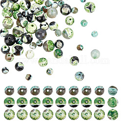 Arricraft 60 pièces 3 styles ensembles de perles d'agate craquelées de feu teintes naturelles, facette, ronde, turquoise foncé, 6~10mm, Trou: 1~1.2mm, 20 pièces / style