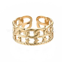 304 anillo de puño abierto de estrella de acero inoxidable, anillo hueco grueso para mujer, dorado, nosotros tamaño 6 3/4 (17.1 mm)