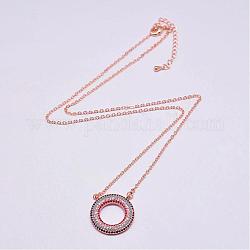 Colliers pendants en laiton pour électrophorèse, avec zircons, Plaqué longue durée, or rose, 19.1 pouce (48.5 cm)