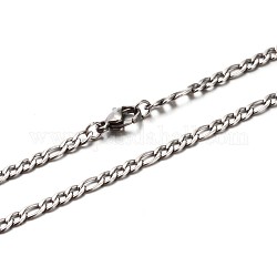 304 из нержавеющей стали Figaro цепи ожерелья, с карабин-лобстерами , граненые, цвет нержавеющей стали, 23.6 дюйм (59.9 см)