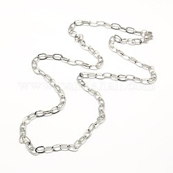 304 Edelstahl-Kabelkette bildende Halskette, mit Karabiner verschlüsse, Edelstahl Farbe, 19 Zoll ~ 20 Zoll (48.3~50.8 cm), 4 mm