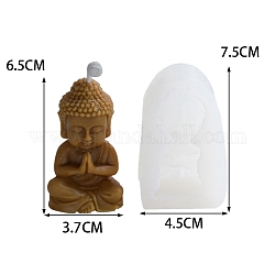 Stampi per candele in silicone fai da te, stampi per colata di resina, per resina uv, creazione di gioielli in resina epossidica, buddha statue, bianco, 7.5x4.5cm