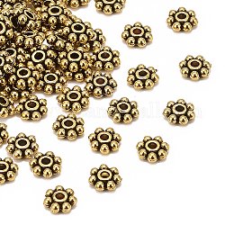 Perles d'alliage de style tibétain perles d'espacement de marguerite, sans cadmium et sans plomb, billes granulées, Or antique, 6x2mm, Trou: 1.5mm, environ 4000 pcs/1000 g