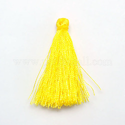 Décorations de pendentif pompon en polyester, jaune, 37~43x5mm, environ 200 pcs / sachet 