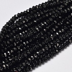 Chapelets de perles en rondelles facettées en spinelle noire naturelle, 5~5.5x3mm, Trou: 1mm, Environ 105 pcs/chapelet, 15.5 pouce