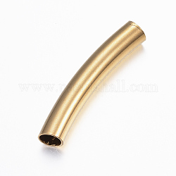 304 Stainless Steel Tube Beads, Curved Tube Noodle Beads, Curved Tube, Real 24K Gold Plated, 39.5x7x6.5mm, Hole: 5.5x6mm