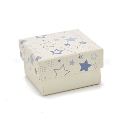 Cardboard Jewelry Boxes, with Black Sponge Mat, for Jewelry Gift Packaging, Square with Star Pattern, Beige, 5.3x5.3x3.2cm