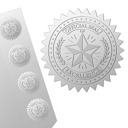 Individuelle, runde, mit Silberfolie geprägte Bildaufkleber, selbstklebende Siegel für Auszeichnungszertifikate, metallische Stempelsiegelaufkleber, Stern, 5 cm, 25 Blatt / Satz, 4 Stück / Blatt.