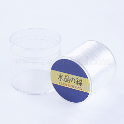 Cadena japonesa de cristal elástico plano, Hilo de cuentas elástico, para hacer la pulsera elástica, blanco, 0.8mm, 300 yardas / rodillo, 900 pie / rollo
