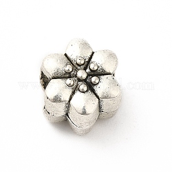 Perles européennes en alliage de style tibétain, Perles avec un grand trou   , fleur, argent antique, 10.5x9x8mm, Trou: 5mm, environ 268 pcs/500 g