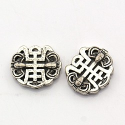 Longevity Symbol Brass Beads, Longevity Chinese Characters, Antique Silver, 14x16.5x3mm, Hole: 1mm
