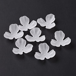 3-petal transparente Acryl Perlenkappen, matt, Blume, Rauch weiss, 25.5x26.5x7 mm, Bohrung: 1.5 mm, ca. 657 Stk. / 500 g