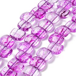 Brins de perles d'imitation de pierres précieuses en verre transparent, rectangle, magenta, 17x12.5x7.5~8mm, Trou: 1.2mm, Environ 28 pcs/chapelet, 13.78 pouce (35 cm)