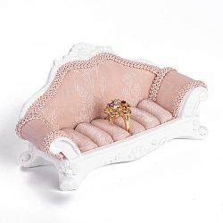 Soporte de exhibición de joyería de sofá de franela y resina, exhibición del soporte del tenedor de la joyería del anillo del collar del pendiente para la organización y exhibición de la joyería, rosa, 8.6x7.2x14.8 cm