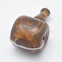 Натуральный дзи агат, 3 дыра гуру шарики, T-просверленные бусы, для буддийского ювелирное, верблюжие, 30~31x18x17~19 мм, отверстие : 2 мм
