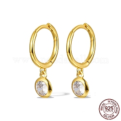 925 sterling silver micro spianare zirconi orecchini a cerchio, orecchini pendenti per le donne, vero placcato oro 18k, 20x11mm