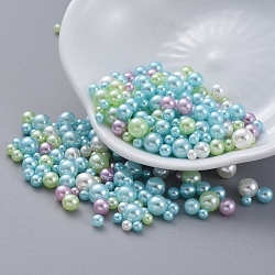 Perla d'imitazione plastica abs, perline Senza Buco, riempitivo in resina uv, creazione di gioielli in resina epossidica, tondo, cielo blu, 2.3~4.7mm, circa 250pcs/scatola