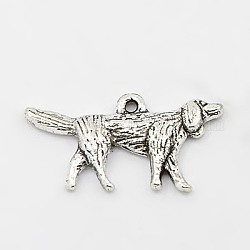 Alloy Puppy Pendants, Cadmium Free & Nickel Free & Lead Free, Beagle Dog, Antique Silver, 14x27x3mm, Hole: 2mm