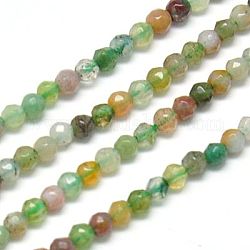 Natural Indian Agate Beads Strands, Faceted, Round, Colorful, 2mm, Hole: 1mm
