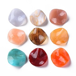 Perles acryliques bicolores, pierre d'imitation, pétale, couleur mixte, 24x24x7mm, Trou: 1.8mm, environ 255 pcs/500 g