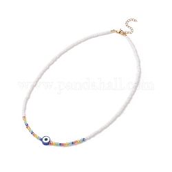 Polymer Clay Evil Eye & Glass Seed Beaded Necklaces for Women, Colorful, 17.72 inch(45cm)