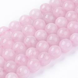 Natural Jade Bead Strands, Dyed, Round, Pink, 10mm, Hole: 1mm, about 38pcs/strand, 14.9 inch