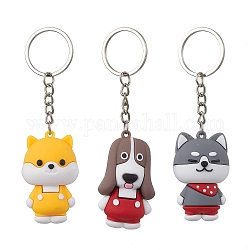 Porte-clés en plastique pvc pour chien de dessin animé, avec porte-clés fendus, couleur mixte, 10.7~11.15 cm