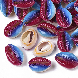 Perle di conchiglia naturale stampate, Senza Buco / undrilled, stile arcobaleno, colorato, 18~21x12~15x7mm