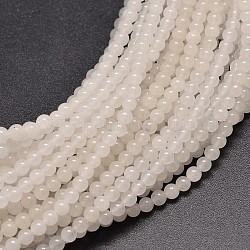 Jade blanco natural de hebras de perlas reronda, 6mm, agujero: 1 mm, aproximamente 60 pcs / cadena, 15 pulgada