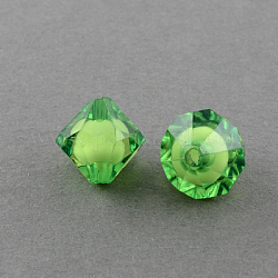 Abalorios de acrílico transparentes, talón en grano, bicono, verde, 8x8x8mm, agujero: 2 mm, aproximamente 2300 unidades / 500 g