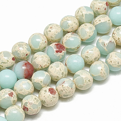 Brins de perles de jaspe impérial synthétiques, ronde, turquoise pale, 8~8.5mm, Trou: 1mm, Environ 45~48 pcs/chapelet, 14.57~15.55 pouce (37~39.5 cm)