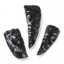Cuentas de obsidiana negra natural cruda áspera, sin agujero / sin perforar, cuchillo, 67~95x28~35x10~14.5mm