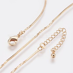 Collares de cadena de latón chapado de larga duración, con cierre de pinza, sin níquel, real 18k chapado en oro, 17.7 pulgada (45 cm), 1mm