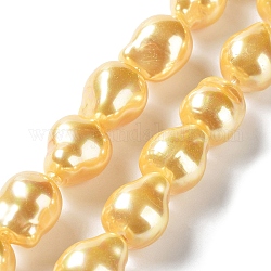 Fili di perle di conchiglie galvanizzate, pepite, oro, 15x12~12.5x12~12.5mm, Foro: 1 mm, circa 27pcs/filo, 15.75~15.94 pollice (40~40.5 cm)