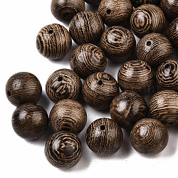 Perline in legno wengé naturale, undyed, tondo, sella marrone, 12mm, Foro: 1.5 mm