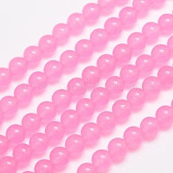 Natürliche und gefärbte Perle Malaysia Jade Stränge, Runde, neon rosa , 8 mm, Bohrung: 1.0 mm, ca. 48 Stk. / Strang, 15 Zoll