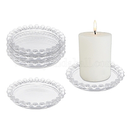 Glass Candle Holder, Table Centerpiece, Perfect Home Party Decoration, Flat Round, Clear, 9.5x1.5cm, Inner Diameter: 7.25cm