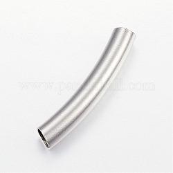 304 de acero inoxidable tubo curvado abalorios, cuentas de fideos de tubo curvo, color acero inoxidable, 40x7mm, agujero: 6 mm