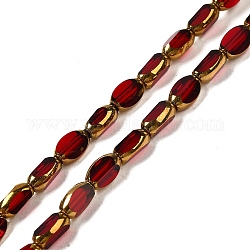 Electroplate Opaque Color Glass Beads Strands, Faceted, Oval, Brown, 7x4.5x3.5mm, Hole: 1mm, about 50pcs/strand, 12.99''(33cm)