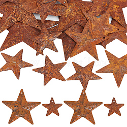 Gorgecraft 50 pièces 2 styles pendentifs en fer, rouiller, étoiles du nord, brun coco, 25.4~47x25.4~47x4mm, Trou: 1mm, 25 pièces / style