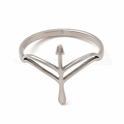 304 anillo de dedo de flecha hueco de acero inoxidable para mujer, color acero inoxidable, diámetro interior: 18 mm
