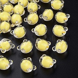 Perline acrilico trasparente, perline in perline, orso, giallo, 16x18x15.5mm, Foro: 3 mm, circa 220pcs/500g