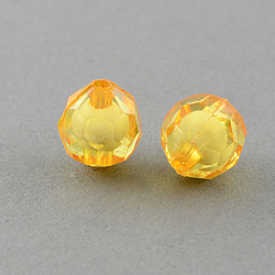 Transparent Acrylic Beads, Bead in Bead, Faceted, Round, Goldenrod, 7mm, Hole: 2mm, about 2000pcs/500g