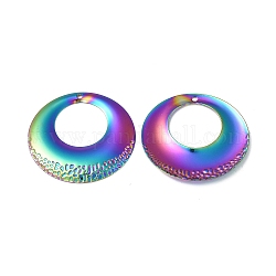 Ионное покрытие (ip) 304 подвески из нержавеющей стали, круглое кольцо-шарм, Радуга цветов, 32x2 мм, отверстие : 1.4 мм