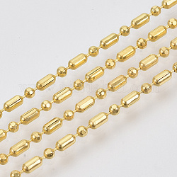 Messing-Kugelketten, facettierte Perlenketten mit Kugel und Stange, langlebig plattiert, gelötet, mit Spule, Cadmiumfrei und Nickel frei und Bleifrei, golden, 3.8x2 mm und 2 mm, ca. 16.4 Fuß (5m)/Rolle