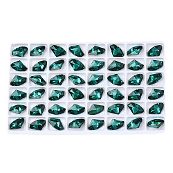 48 Uds cabujones de rhinestone de vidrio, accesorios de la decoración del arte del clavo, facetados, verde, 14x9x5mm